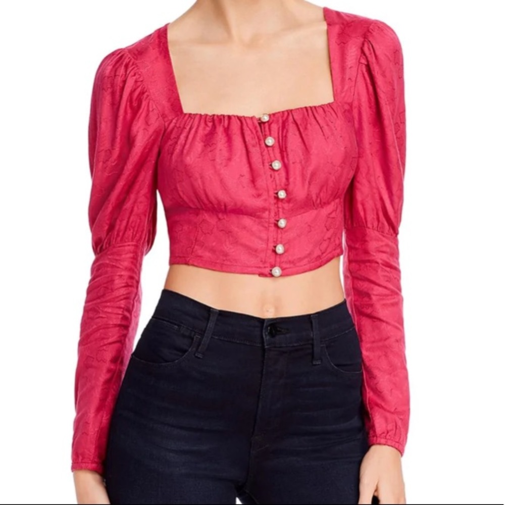 Rahi Womens Medina Chloe Embroidered Square Neck Crop Top